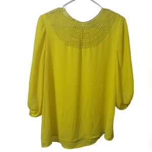 Chaus New York lace collar S Blouse balloon sleeve